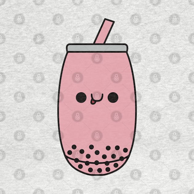 Cute Strawberry Bubble Tea - Kawaii Boba Tea by KawaiiByDice